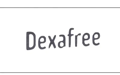 Napis "Dexafree" w kolorze grafitowym, na białym tle.