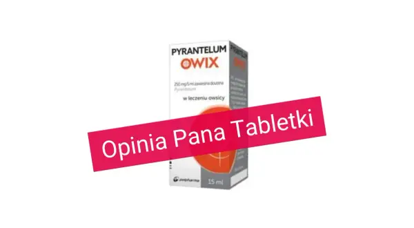 Opakowanie leku Pyrantelum Owix, który jest środkiem na odrobaczenie dla ludzi.