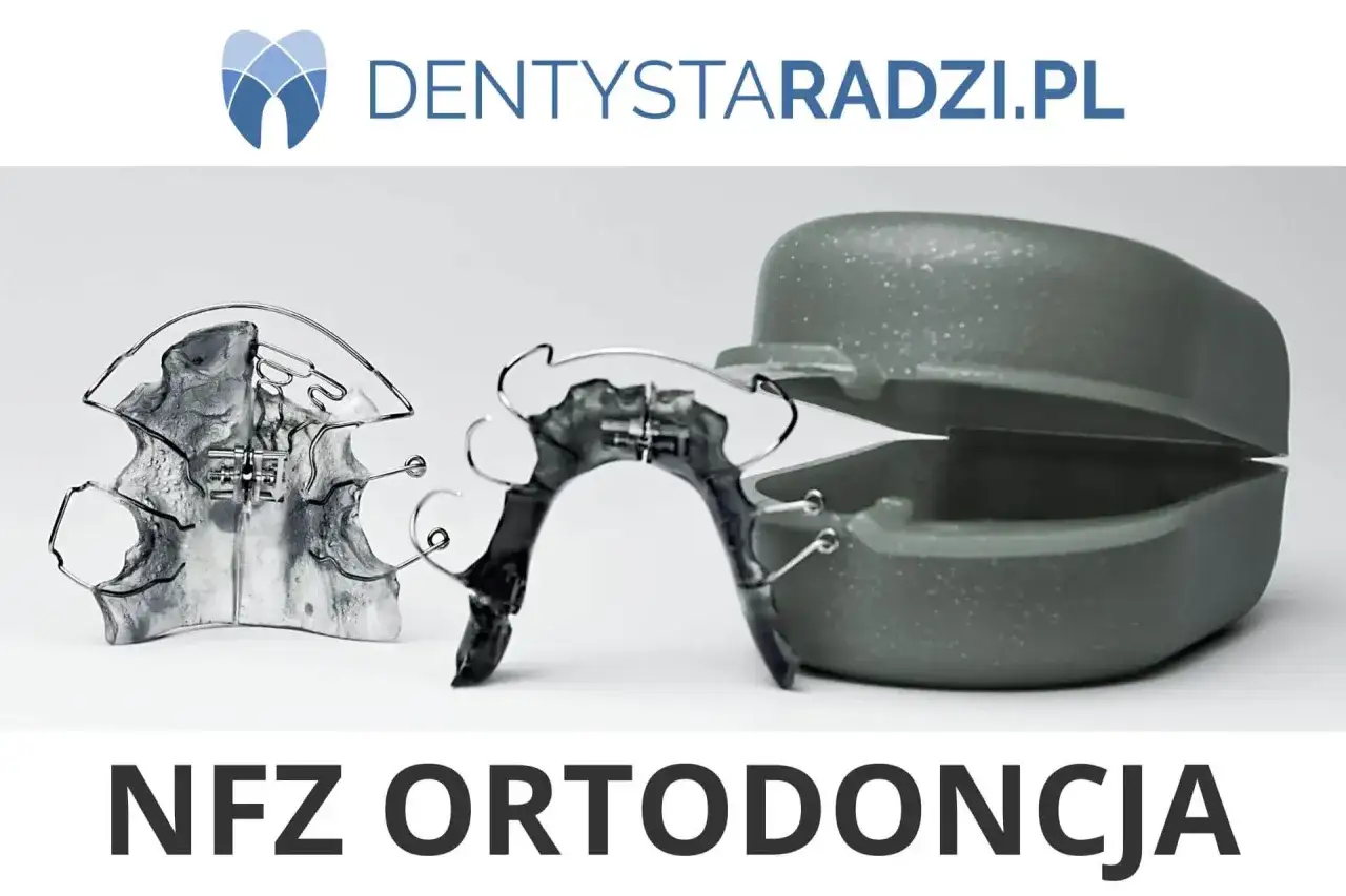 Aparaty ortodontyczne i pudełko. Stomatologia dziecięca NFZ.
